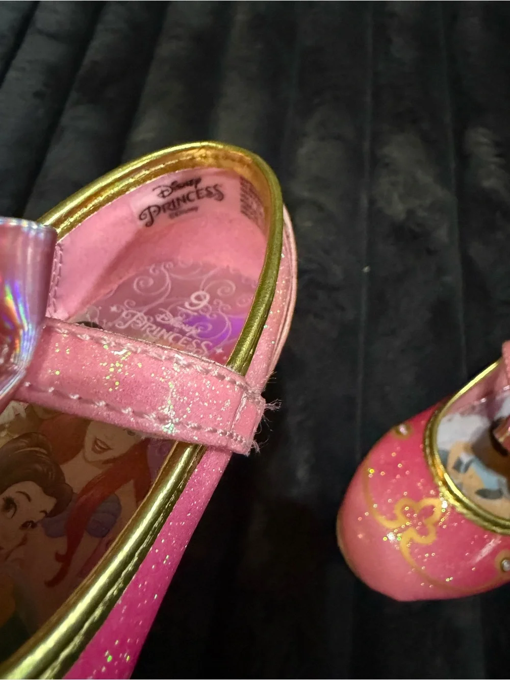 Disney Pink Glitter Princess Mary Jane Shoes with Iridescent Bow